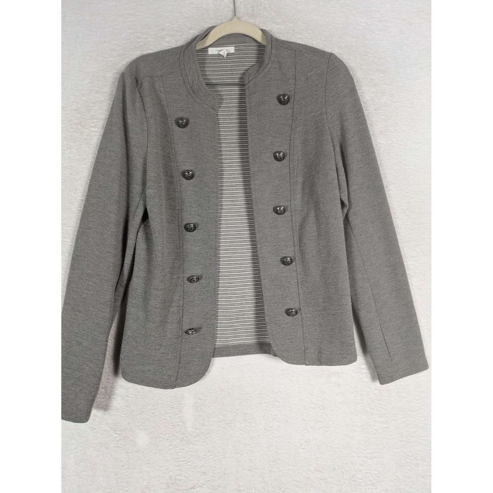 Maurices Military Band Jacket Women's XS Gray Crest Buttons Stretch Blazer